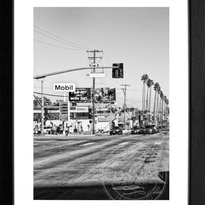Fotodruck / Poster mit Rahmen und Passepartout Motiv Kalifornien HW01 - Motiv: schwarz/weiss - Grösse: S (25cm x 31cm) - Rahmenfarbe: schwarz matt
