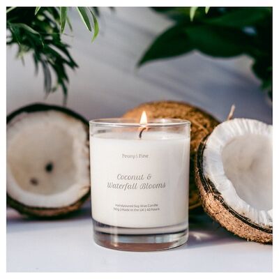 Coconut & Waterfall Blooms Candle | Soy Wax | 45hr Burn | Eco Friendly