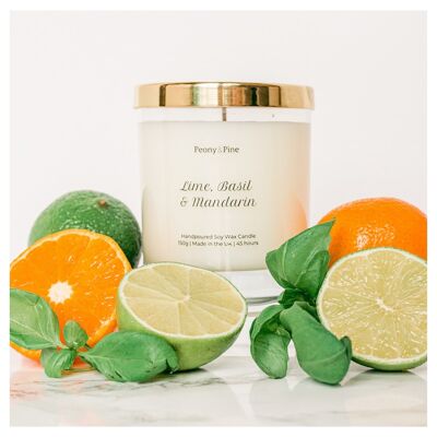 Lime, Basil & Mandarin Candle | Soy Wax | 45hr Burn | Eco Friendly