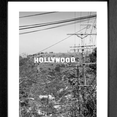 Fotodruck / Poster mit Rahmen und Passepartout Motiv Kalifornien HW11 - Motiv: schwarz/weiss - Grösse: MAXI (120cm x 90cm) - Rahmenfarbe: schwarz matt