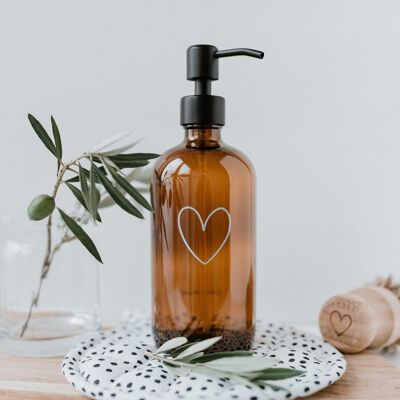 Soap dispenser heart #brown glass