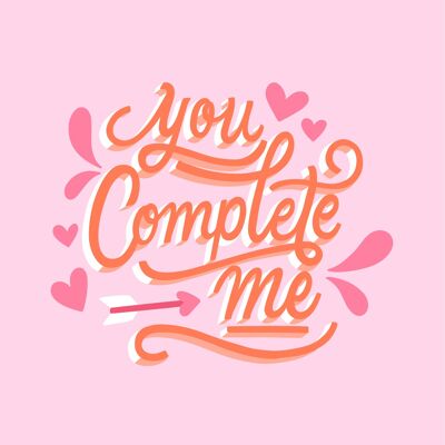 You complete me postcard