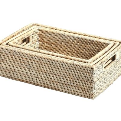Set of 3 baskets Be three Limed white
