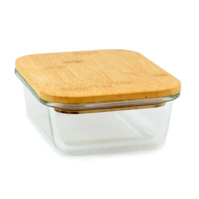 GLASS DISH with bamboo lid 620 ml