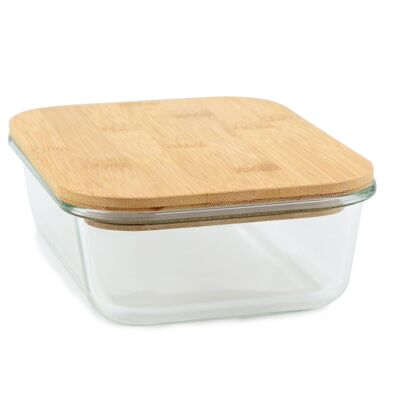 GLASS DISH with bamboo lid 1000 ml