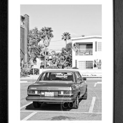 Fotodruck / Poster mit Rahmen und Passepartout Motiv Kalifornien K120 - Motiv: schwarz/weiss - Grösse: S (25cm x 31cm) - Rahmenfarbe: schwarz matt