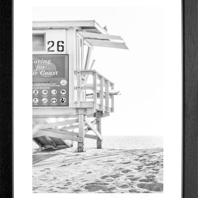 Fotodruck / Poster mit Rahmen und Passepartout Motiv Kalifornien K126 - Motiv: schwarz/weiss - Grösse: S (25cm x 31cm) - Rahmenfarbe: schwarz matt