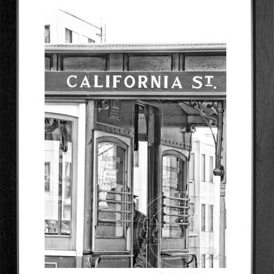Fotodruck / Poster mit Rahmen und Passepartout Motiv San Francisco SF03 - Motiv: schwarz/weiss - Grösse: S (25cm x 31cm) - Rahmenfarbe: schwarz matt