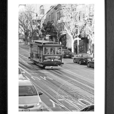 Fotodruck / Poster mit Rahmen und Passepartout Motiv San Francisco SF04 - Motiv: schwarz/weiss - Grösse: MAXI (120cm x 90cm) - Rahmenfarbe: weiss matt