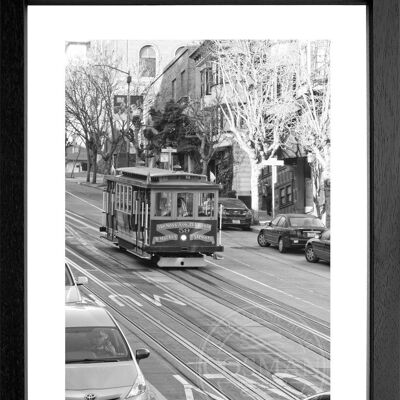 Fotodruck / Poster mit Rahmen und Passepartout Motiv San Francisco SF04 - Motiv: schwarz/weiss - Grösse: S (25cm x 31cm) - Rahmenfarbe: weiss matt