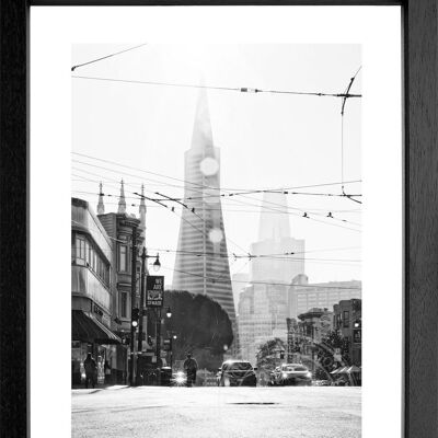 Fotodruck / Poster mit Rahmen und Passepartout Motiv San Francisco SF08 - Motiv: farbe - Grösse: M (35cm x 45cm) - Rahmenfarbe: weiss matt