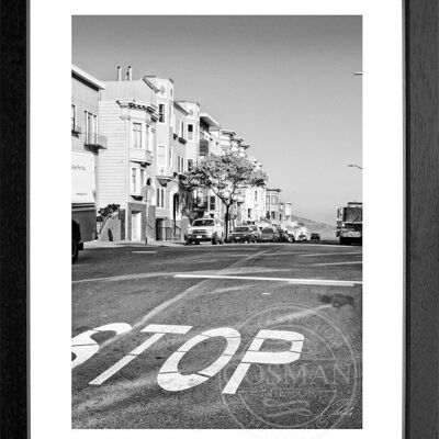 Fotodruck / Poster mit Rahmen und Passepartout Motiv San Francisco SF11 - Motiv: farbe - Grösse: MAXI (120cm x 90cm) - Rahmenfarbe: schwarz matt