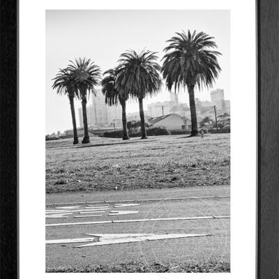 Fotodruck / Poster mit Rahmen und Passepartout Motiv San Francisco SF13 - Motiv: schwarz/weiss - Grösse: S (25cm x 31cm) - Rahmenfarbe: weiss matt