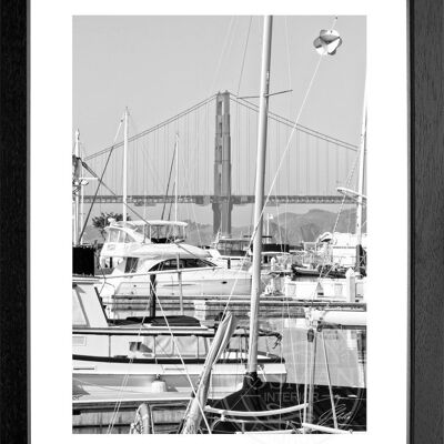 Fotodruck / Poster mit Rahmen und Passepartout Motiv San Francisco SF15 - Motiv: schwarz/weiss - Grösse: S (25cm x 31cm) - Rahmenfarbe: schwarz matt