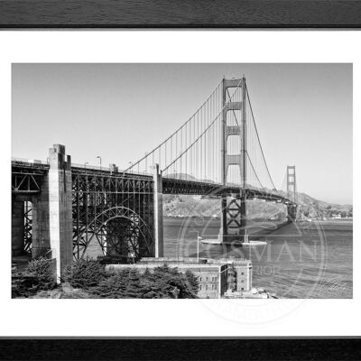 Fotodruck / Poster mit Rahmen und Passepartout Motiv San Francisco SF19 - Motiv: schwarz/weiss - Grösse: M (35cm x 45cm) - Rahmenfarbe: schwarz matt