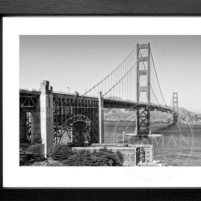 Fotodruck / Poster mit Rahmen und Passepartout Motiv San Francisco SF19 - Motiv: schwarz/weiss - Grösse: M (35cm x 45cm) - Rahmenfarbe: schwarz matt