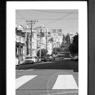 Fotodruck / Poster mit Rahmen und Passepartout Motiv San Francisco SF25 - Motiv: farbe - Grösse: L (57cm x 45cm ) - Rahmenfarbe: schwarz matt