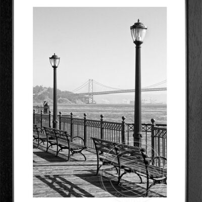 Fotodruck / Poster mit Rahmen und Passepartout Motiv San Francisco SF31 - Motiv: schwarz/weiss - Grösse: S (25cm x 31cm) - Rahmenfarbe: schwarz matt