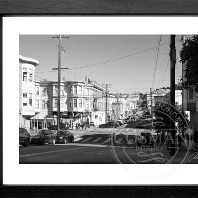 Fotodruck / Poster mit Rahmen und Passepartout Motiv San Francisco SF34 - Motiv: schwarz/weiss - Grösse: S (25cm x 31cm) - Rahmenfarbe: schwarz matt