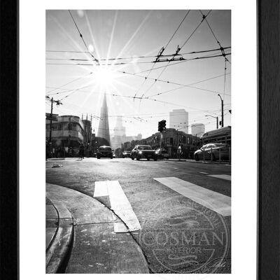 Fotodruck / Poster mit Rahmen und Passepartout Motiv San Francisco SF39 - Motiv: schwarz/weiss - Grösse: S (25cm x 31cm) - Rahmenfarbe: schwarz matt
