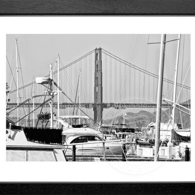 Fotodruck / Poster mit Rahmen und Passepartout Motiv San Francisco SF42 - Motiv: schwarz/weiss - Grösse: S (25cm x 31cm) - Rahmenfarbe: schwarz matt