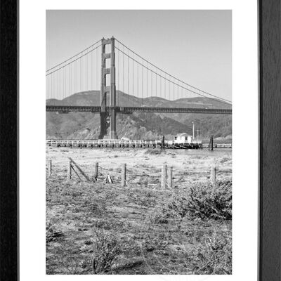 Fotodruck / Poster mit Rahmen und Passepartout Motiv San Francisco SF44 - Motiv: schwarz/weiss - Grösse: S (25cm x 31cm) - Rahmenfarbe: schwarz matt