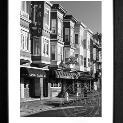 Fotodruck / Poster mit Rahmen und Passepartout Motiv San Francisco SF45 - Motiv: farbe - Grösse: L (57cm x 45cm ) - Rahmenfarbe: schwarz matt