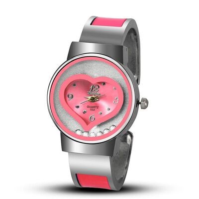Fashion pink heart watch for women