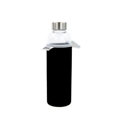GLASFLASCHE 500 ml mit schwarzem Neoprenbeutel