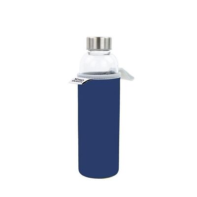 GLASS BOTTLE 500 ml with blue neoprene pouch