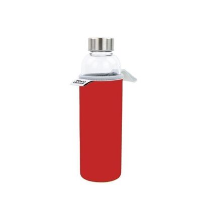 GLASS BOTTLE 500 ml with red neoprene pouch