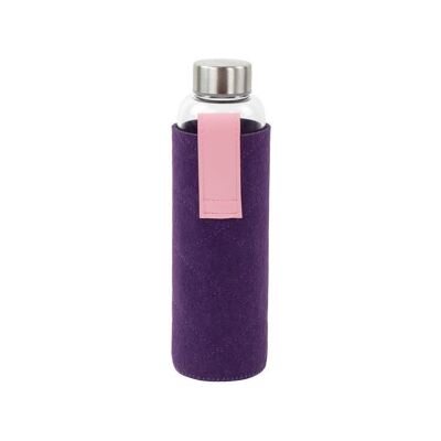 GLASS BOTTLE 550 ml with felt pouch Purple