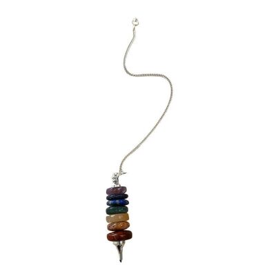 Vie Naturals 7 Chakra Disc Pendolo, 4x1,5 cm