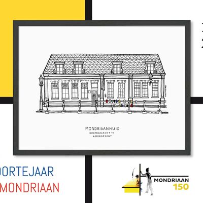Poster Amersfoort, Mondriaanhuis - Naturel Frame