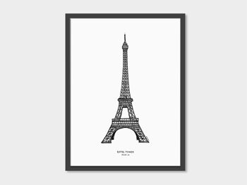 Affiche Tour Eiffel, Paris - Cadre Noir 2