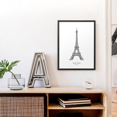 Poster Eiffel Tower, Paris - Black Frame