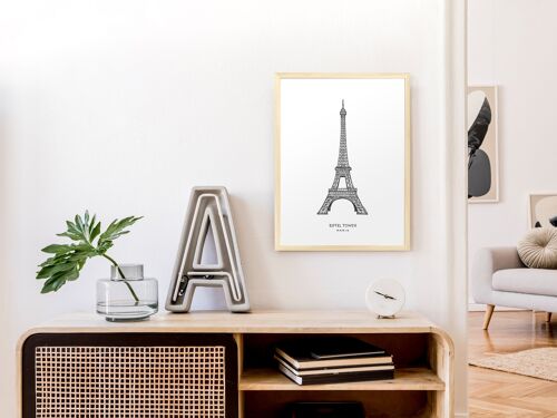 Poster Eiffel Tower, Paris - Naturel Frame