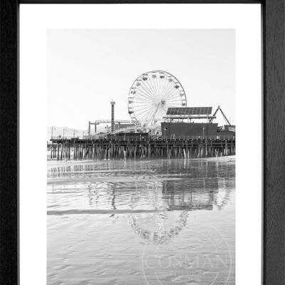 Photo print / poster with frame and passepartout motif California K133 - Motif: black/white - Size: XL (80cm x 60cm) - Frame color: matt white