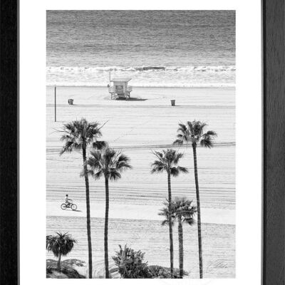 Photo print / poster with frame and passe-partout motif California K135 - Motive: black/white - Size: S (25cm x 31cm) - Frame color: matt black