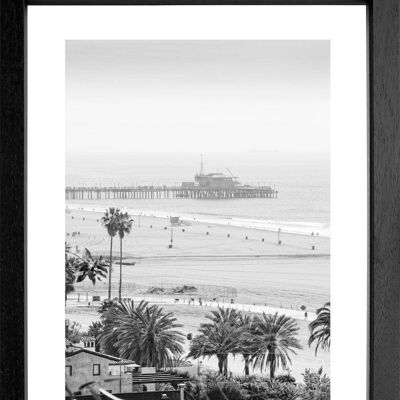 Photo print / poster with frame and passepartout motif California K137 - Motif: black/white - Size: S (25cm x 31cm) - Frame color: black matt