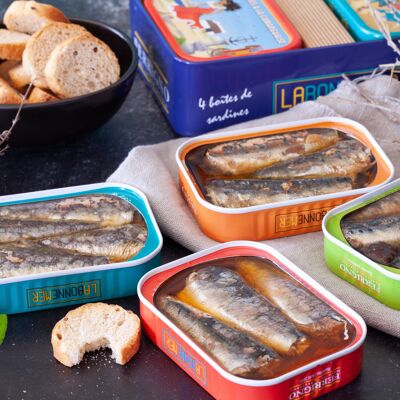 Coffret de 4 boites sardines LBM