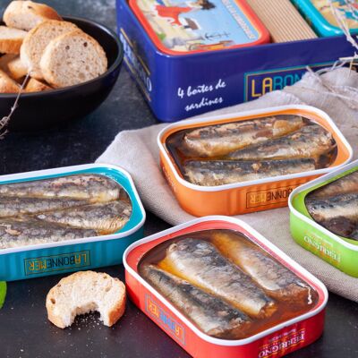 Caja de 4 latas de sardinas LBM
