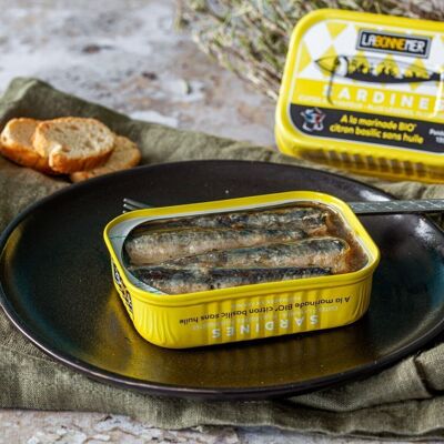 Sardine marinate al limone e basilico, senza olio biologico