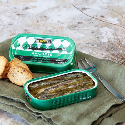 Anchovies in organic olive oil