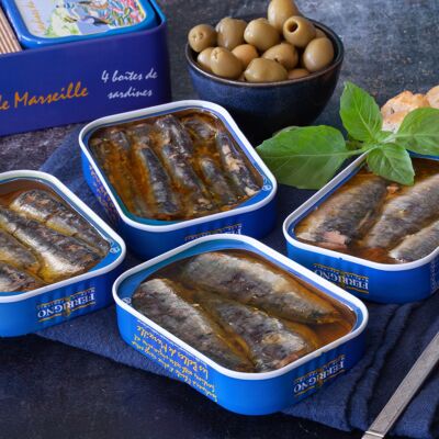 Caja de 4 latas de sardinas