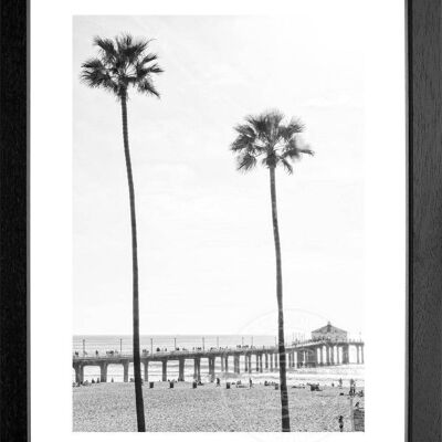 Fotodruck / Poster mit Rahmen und Passepartout Motiv Kalifornien K186 - Motiv: schwarz/weiss - Grösse: S (25cm x 31cm) - Rahmenfarbe: schwarz matt