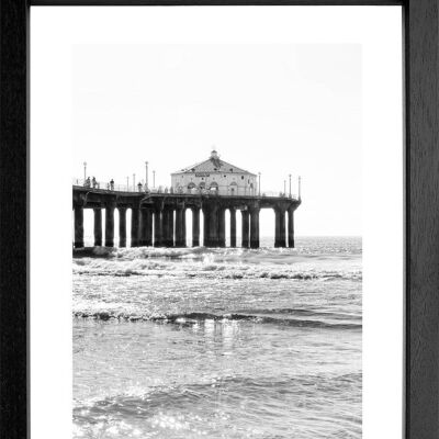 Fotodruck / Poster mit Rahmen und Passepartout Motiv Kalifornien K189 - Motiv: schwarz/weiss - Grösse: L (57cm x 45cm ) - Rahmenfarbe: weiss matt