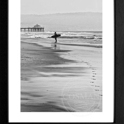 Photo print / poster with frame and passe-partout motif California K192 - Motif: black/white - Size: L (57cm x 45cm) - Frame color: matt black