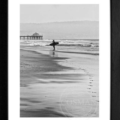 Photo print / poster with frame and passepartout motif California K192 - Motif: black/white - Size: XL (80cm x 60cm) - Frame color: black matt