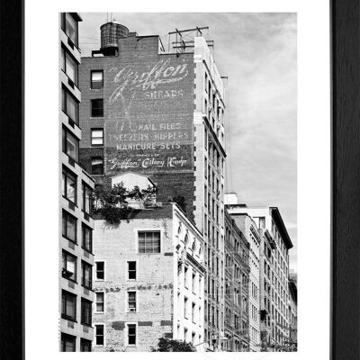 Fotodruck / Poster mit Rahmen und Passepartout Motiv New York NY32 - Motiv: schwarz/weiss - Grösse: S (25cm x 31cm) - Rahmenfarbe: schwarz matt